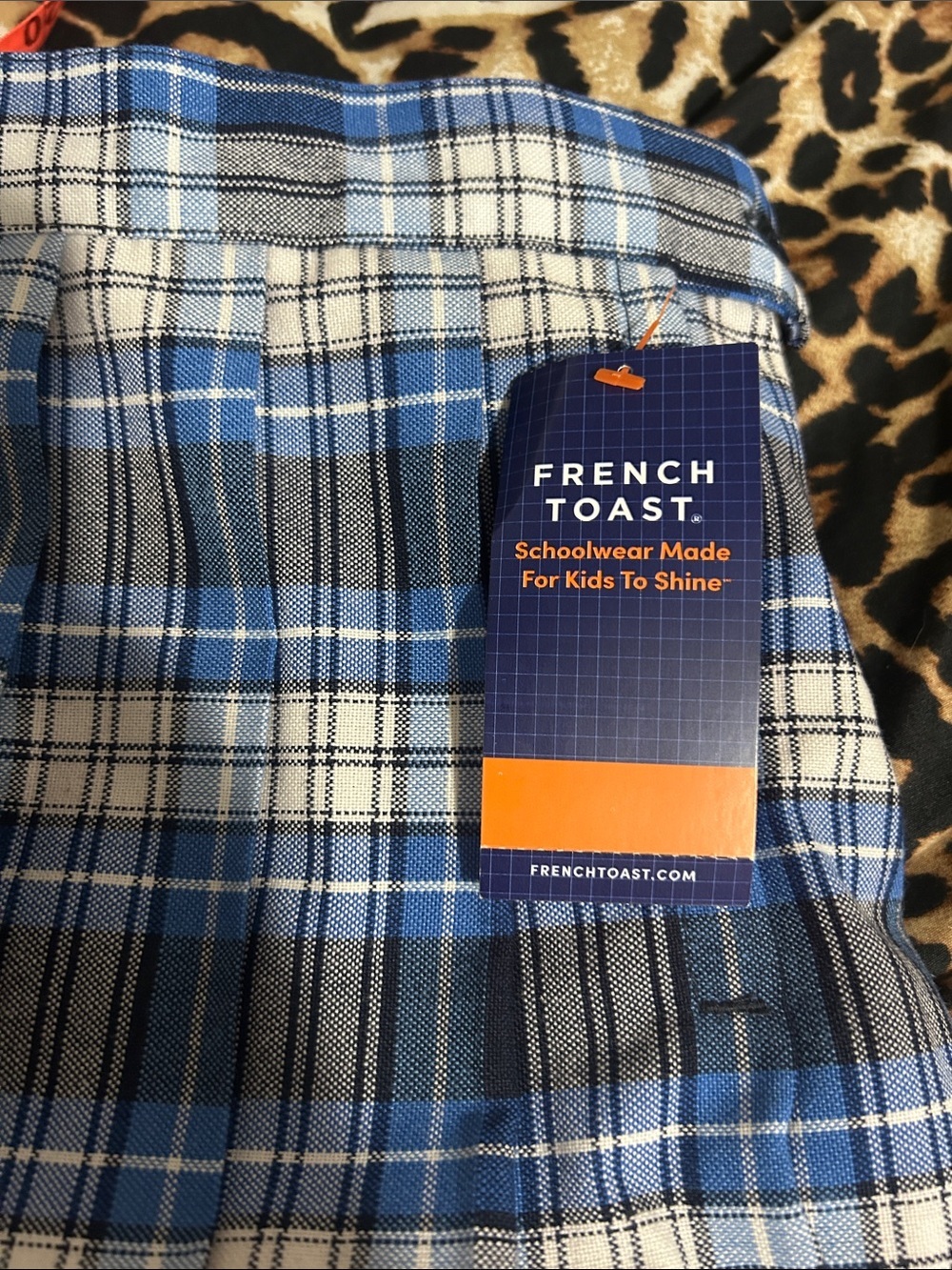 French Toast Blue Plaid Midi Skirt - Picture 3 of 4